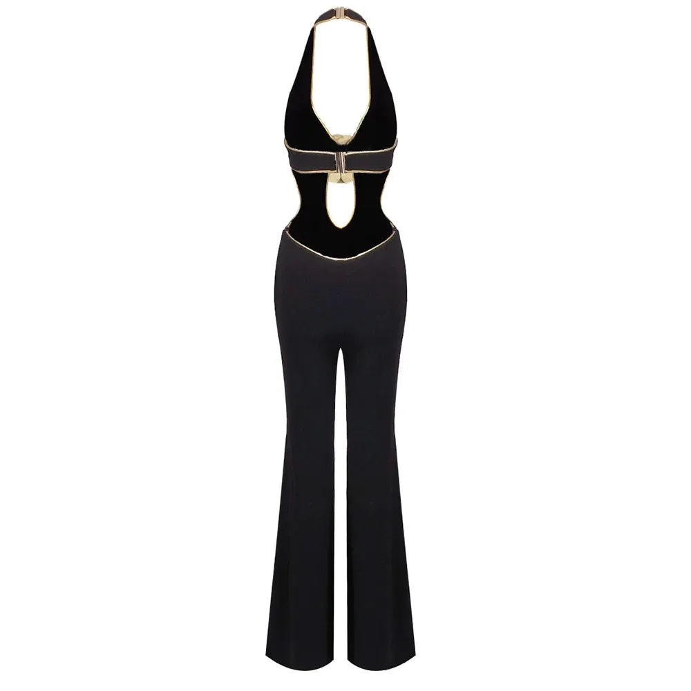 Trend4us Women's Edgy Cutout Halter Jumpsuit