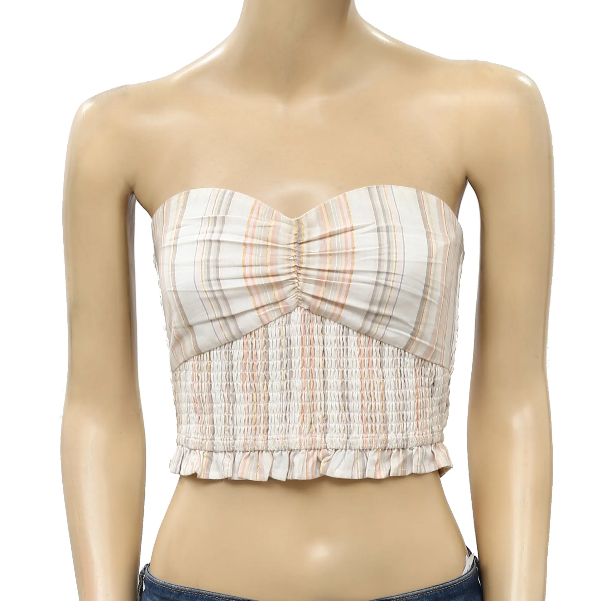 Tularosa Bailee Smocked Strapless Tube Cropped Top
