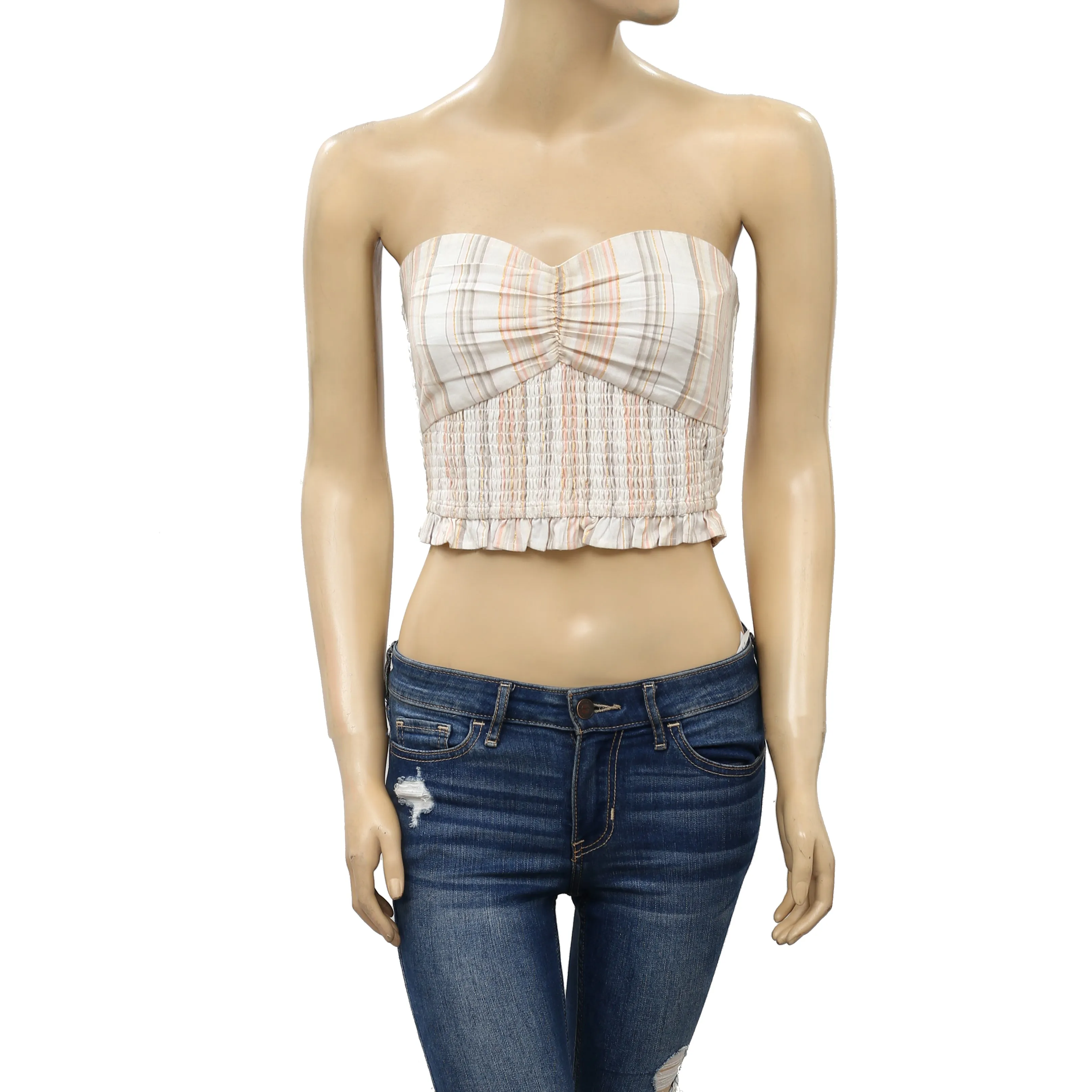 Tularosa Bailee Smocked Strapless Tube Cropped Top