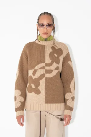 TWO-TONE DAD JUMPER in Neutral Flower