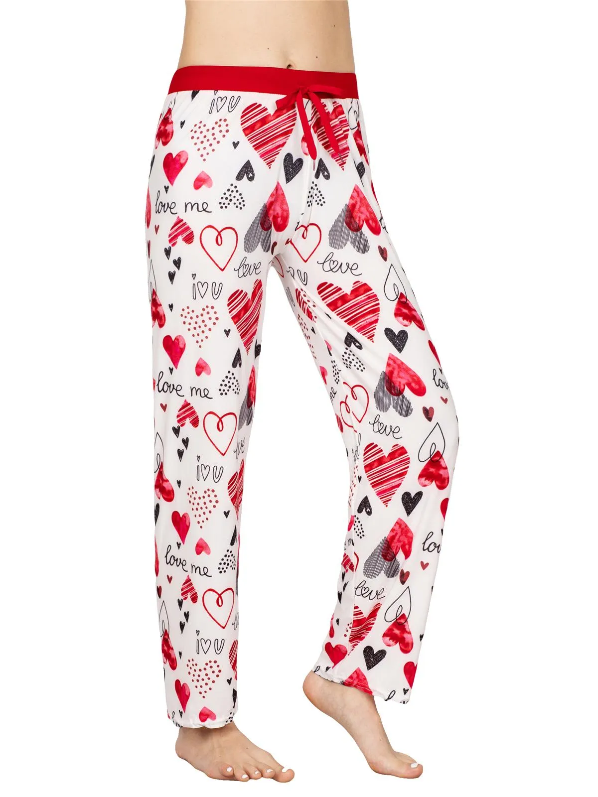 Victoria Womens Lounge Pajama Pants, Heart print I Love You
