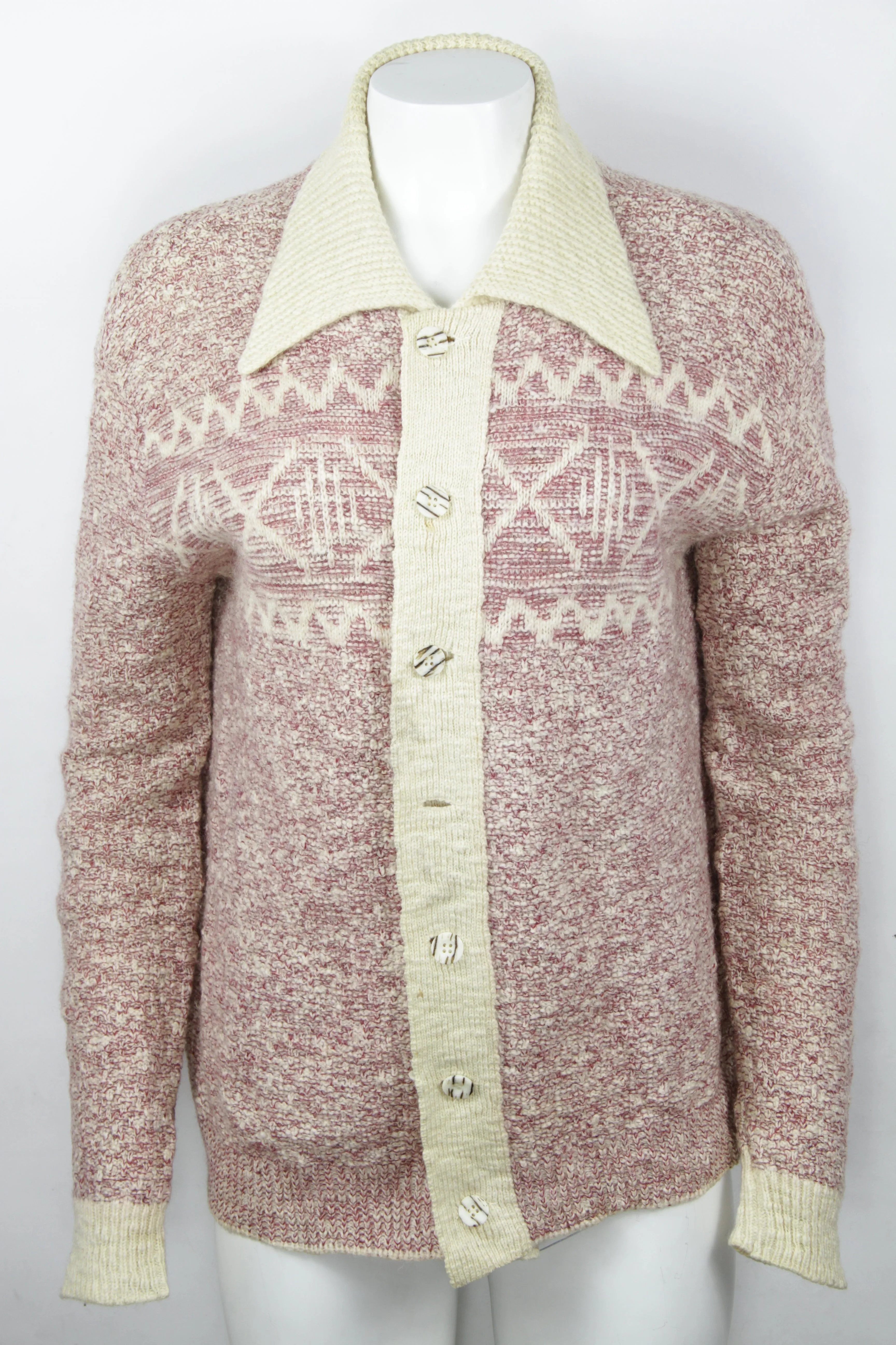 Vintage 1940s Cardigan with Spear Tip Collar - M