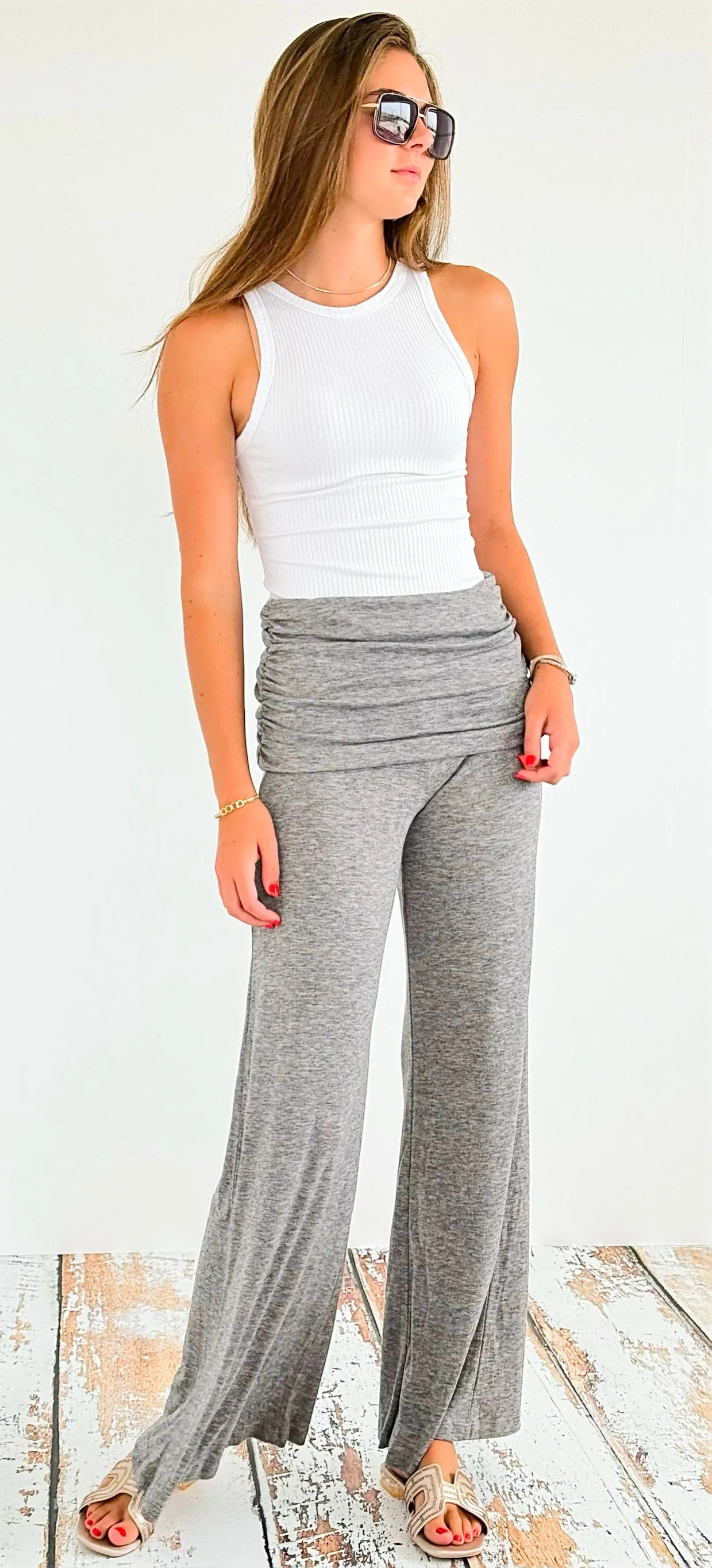 Wide Ruched Waist Pant